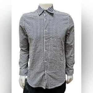 Peter Werth NWT 100% Cotton L/S Button Down Shirt Black and  White Size Small